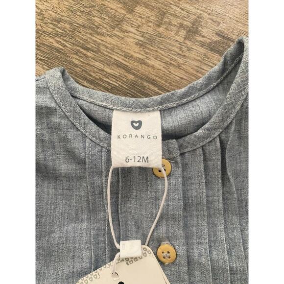 Vintage NWT Korango Kid's Blue Button Front Frilled Dress Size 6-12M - Picture 3 of 5